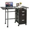 Costway Folding Computer Laptop Desk Wheeled Home Office Furniture w/3 Drawers Brown/Natural